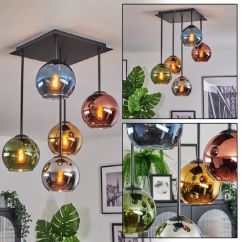 Koyoto Plafoniera, Lampada a sfera Blu, Cromo, Oro, Verde, Ramato, Grigio fumo, 5-Luci Koyoto Plafoniera, Lampada a sfera Blu, Cromo, Oro, Verde, Ramato, Grigio fumo, 5-Luci