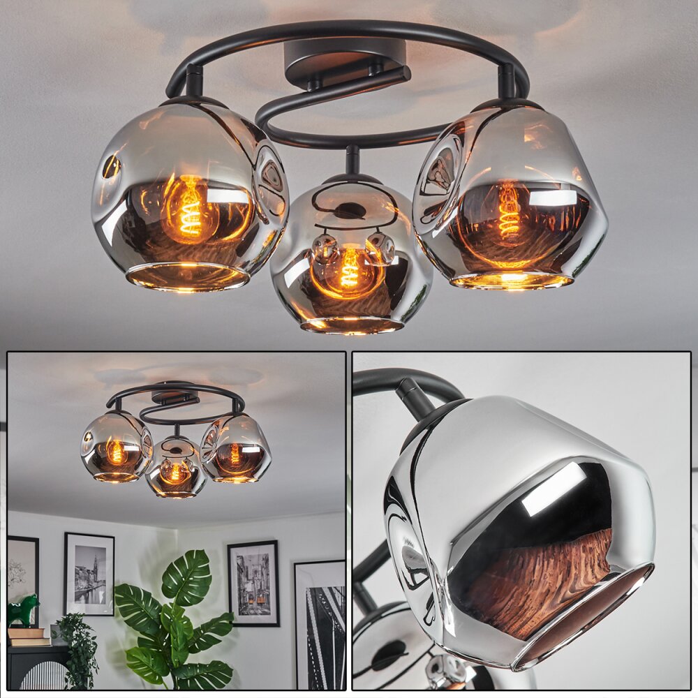 Ripoll Plafoniera, Lampada a sfera Cromo, Grigio fumo, 3-Luci main product photo