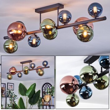 Chehalis Plafoniera, Lampada a sfera Blu, Verde, Ramato, 10-Luci
