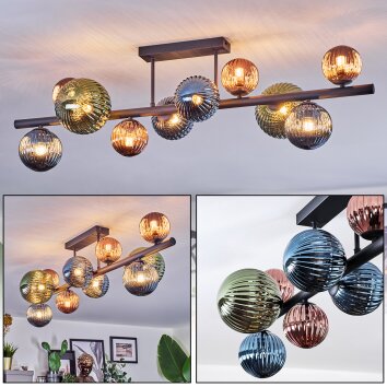 Chehalis Plafoniera, Lampada a sfera Blu, Verde, Ramato, 10-Luci