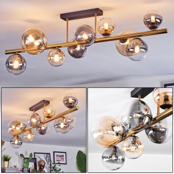 Chehalis Plafoniera, Lampada a sfera Oro, Nero, 10-Luci