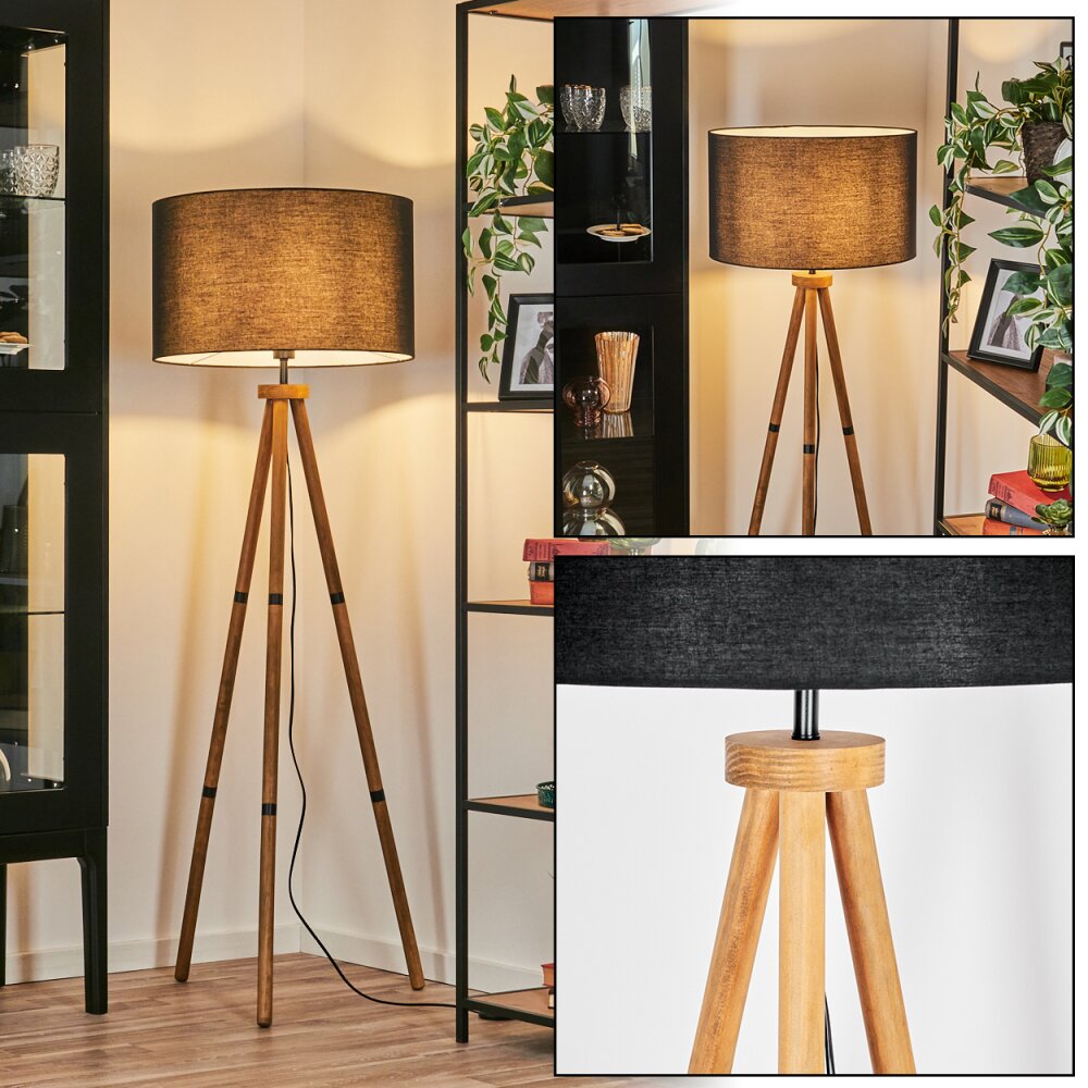 Flemming Lampada da terra Legno scuro, Nero, 1-Luce main product photo
