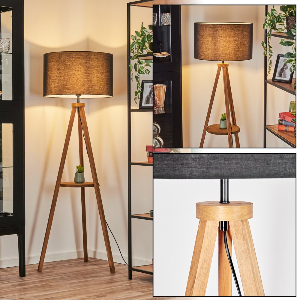 Flemming Lampada da terra Legno scuro, Nero, 1-Luce main product photo
