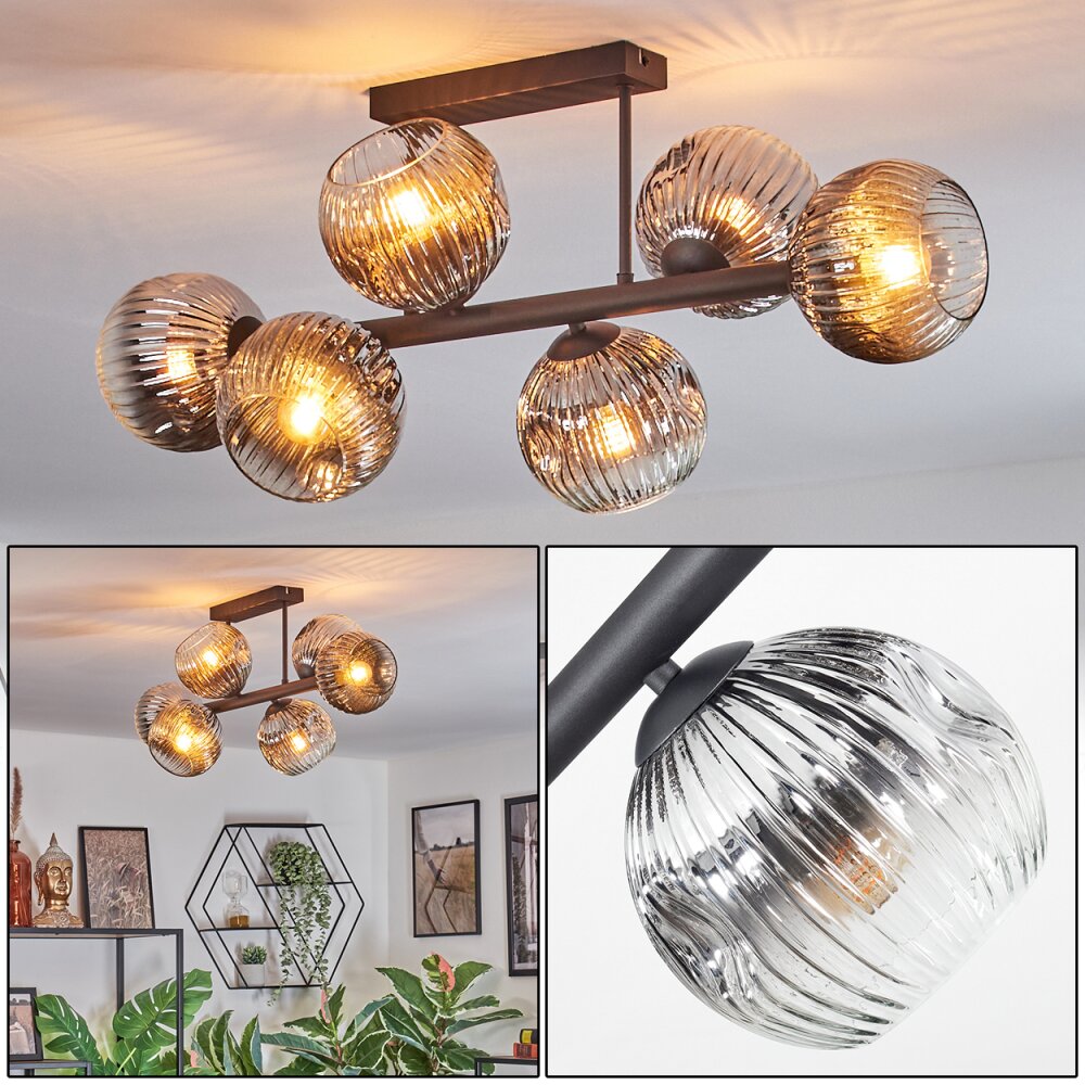 Ripoll Plafoniera, Lampada a sfera Cromo, Chiaro, Grigio fumo, 6-Luci main product photo