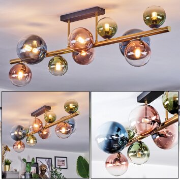 Chehalis Plafoniera, Lampada a sfera Oro, Nero, 10-Luci
