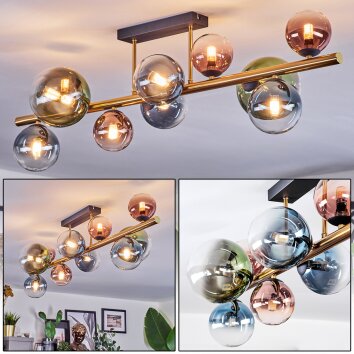 Chehalis Plafoniera, Lampada a sfera Oro, Nero, 10-Luci