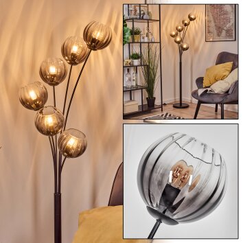 Koyoto Lampada da terra 40 cm Chiaro, Grigio fumo, 6-Luci