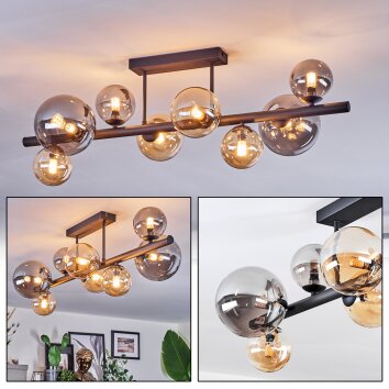 Chehalis Plafoniera, Lampada a sfera Ambrato, Grigio fumo, 8-Luci