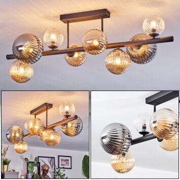 Chehalis Plafoniera, Lampada a sfera Ambrato, Chiaro, Grigio fumo, 8-Luci