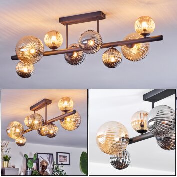 Chehalis Plafoniera, Lampada a sfera Ambrato, Grigio fumo, 8-Luci