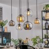Koyoto Lampadario a sospensione, Lampada a sfera, Lampada a sospensione Ambrato, Cromo, Chiaro, Grigio fumo, 6-Luci
