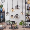 Koyoto Lampadario a sospensione, Lampada a sfera, Lampada a sospensione Ambrato, Chiaro, Grigio fumo, 6-Luci