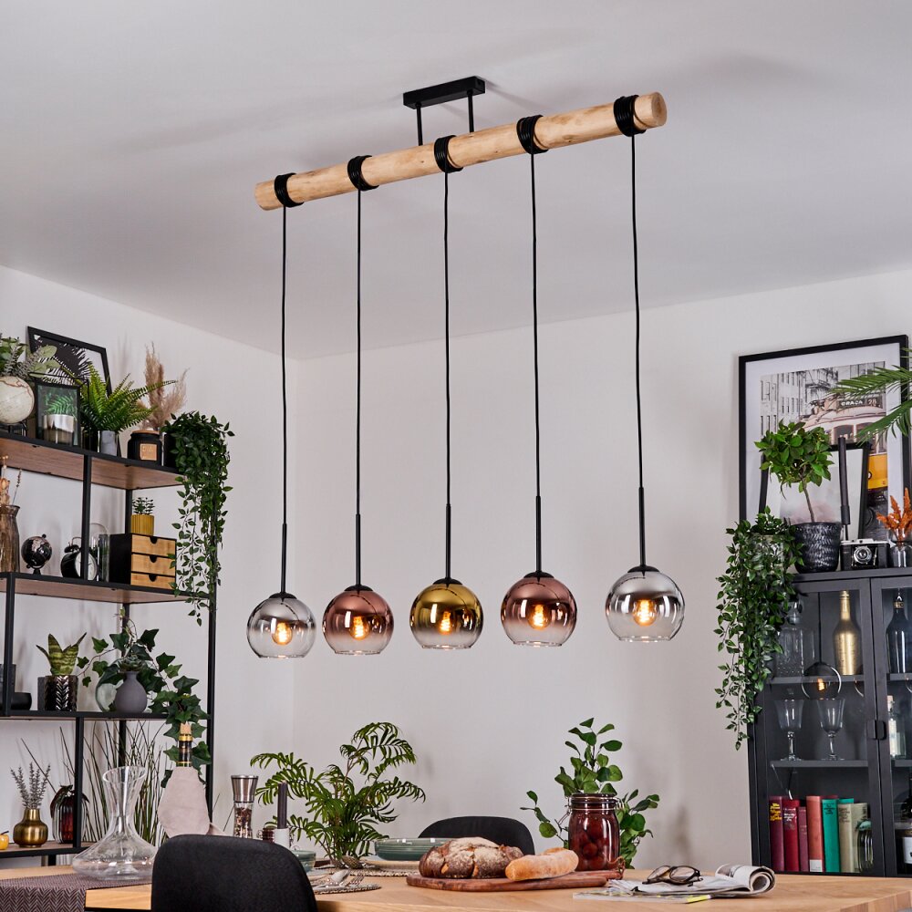 Koyoto Lampadario a sospensione, Lampada a sfera, Lampada a sospensione Écru, Nero, 5-Luci main product photo