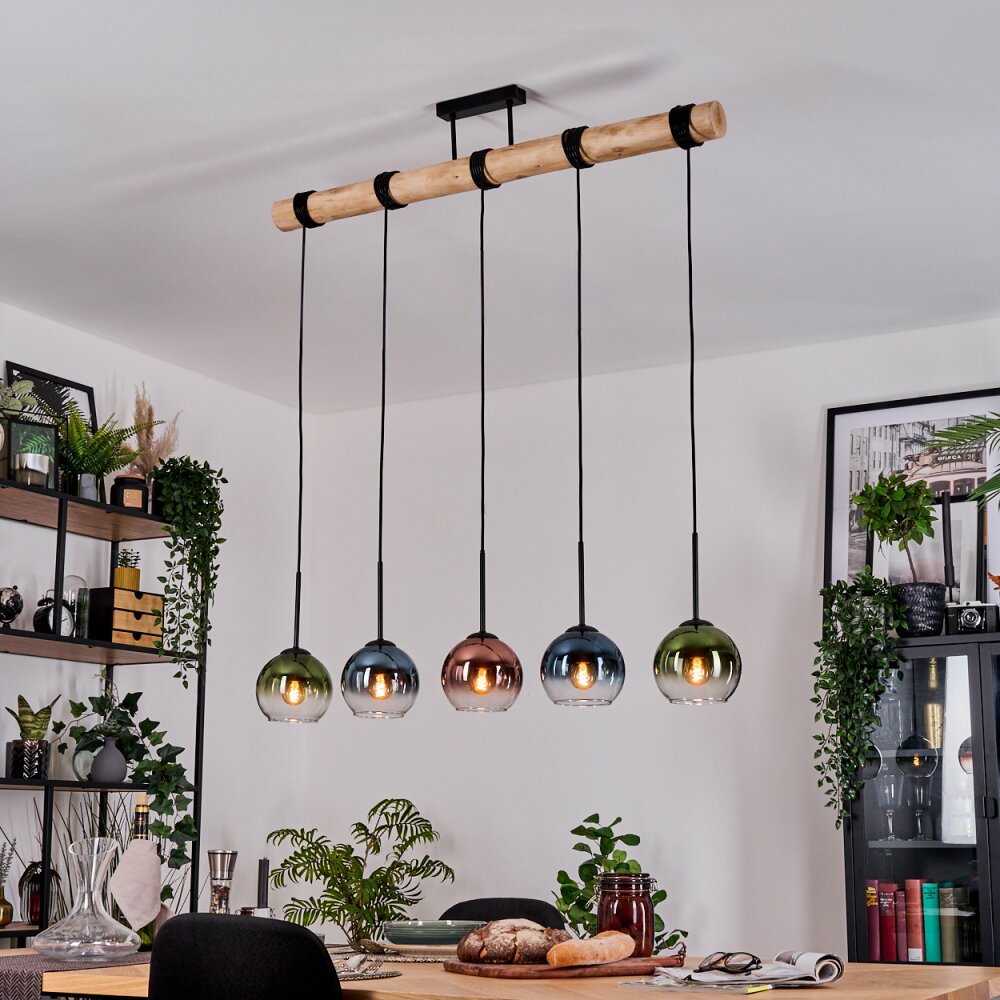Koyoto Lampadario a sospensione, Lampada a sfera, Lampada a sospensione Écru, Nero, 5-Luci main product photo