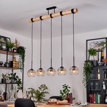Koyoto Lampadario a sospensione, Lampada a sfera, Lampada a sospensione Écru, Nero, 5-Luci