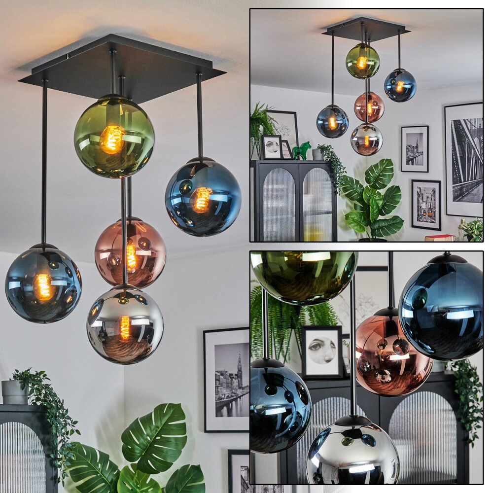 Gastor Plafoniera, Lampada a sfera Blu, Cromo, Verde, Ramato, Grigio fumo, 5-Luci main product photo