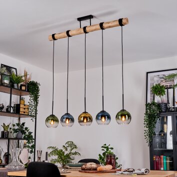 Koyoto Lampadario a sospensione, Lampada a sfera, Lampada a sospensione Écru, Nero, 5-Luci