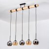 Koyoto Lampadario a sospensione, Lampada a sfera, Lampada a sospensione Écru, Nero, 5-Luci