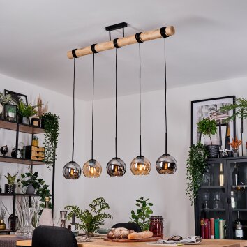 Koyoto Lampadario a sospensione, Lampada a sfera, Lampada a sospensione Écru, Nero, 5-Luci
