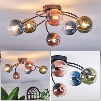 Chehalis Plafoniera, Lampada a sfera Blu, Verde, Chiaro, Ramato, 6-Luci