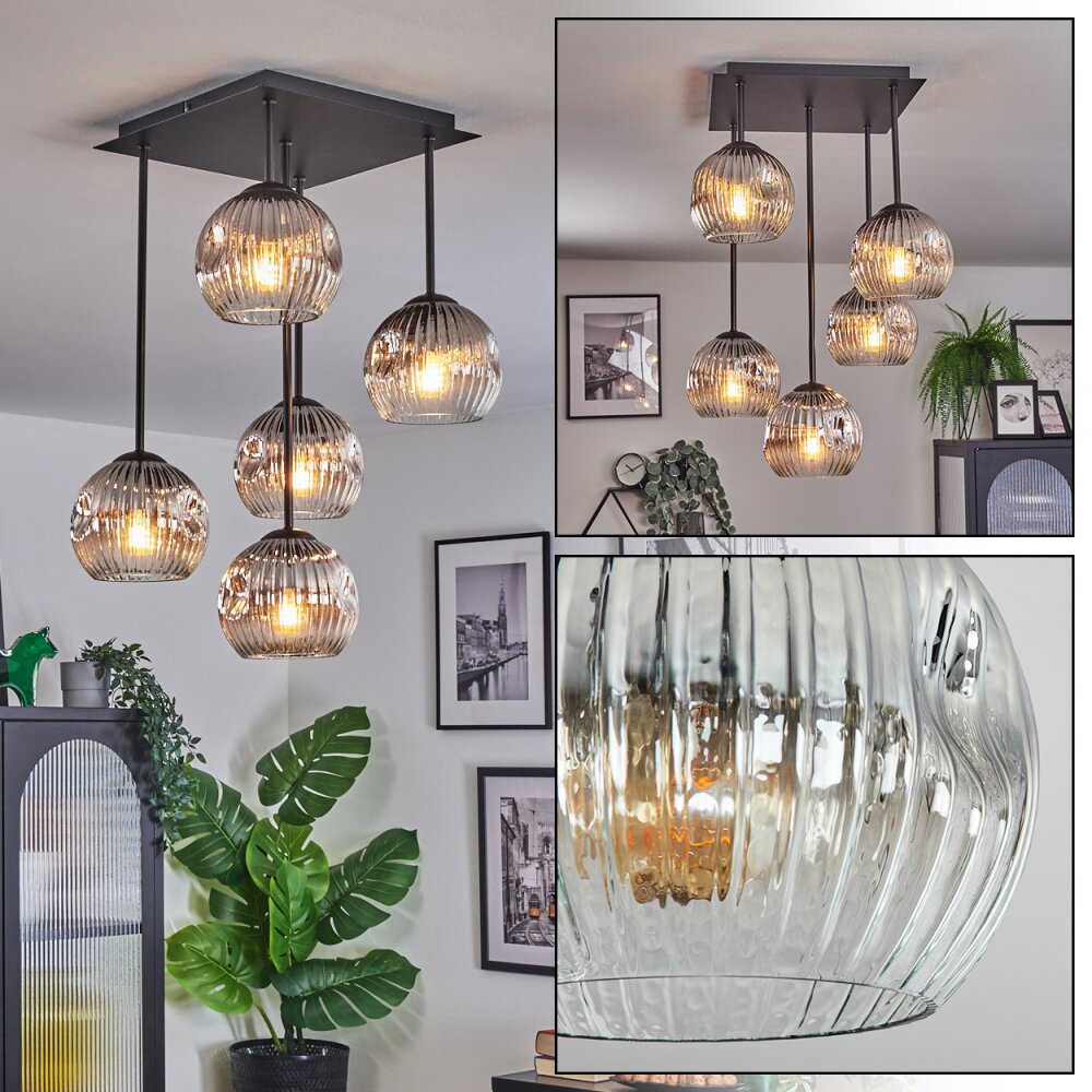 Ripoll Plafoniera, Lampada a sfera Cromo, Chiaro, Grigio fumo, 5-Luci main product photo
