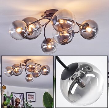 Chehalis Plafoniera, Lampada a sfera Chiaro, Grigio fumo, 6-Luci