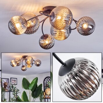 Chehalis Plafoniera, Lampada a sfera Grigio fumo, 6-Luci