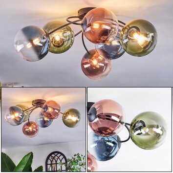 Chehalis Plafoniera, Lampada a sfera 56 cm Blu, Verde, Chiaro, Ramato, 6-Luci