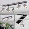 Javel Plafoniera, Faretto da soffitto Cromo, Grigio, Nero, 5-Luci