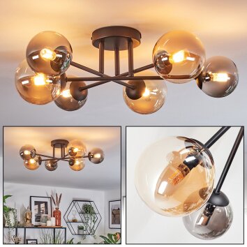 Chehalis Plafoniera, Lampada a sfera 55 cm Ambrato, Grigio fumo, 6-Luci