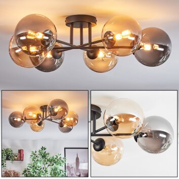 Chehalis Plafoniera, Lampada a sfera 62 cm Ambrato, Grigio fumo, 6-Luci