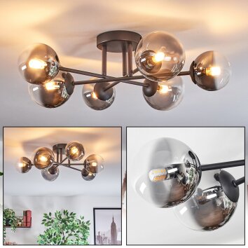 Chehalis Plafoniera, Lampada a sfera 18 cm Chiaro, Grigio fumo, 6-Luci