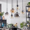 Koyoto Lampadario a sospensione, Lampada a sfera, Lampada a sospensione Ambrato, Chiaro, Grigio fumo, 6-Luci