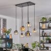 Koyoto Lampadario a sospensione, Lampada a sfera, Lampada a sospensione Ambrato, Chiaro, Grigio fumo, 6-Luci