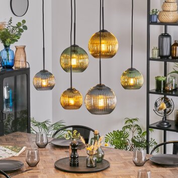 Koyoto Lampadario a sospensione, Lampada a sfera, Lampada a sospensione Blu, Oro, Verde, 6-Luci