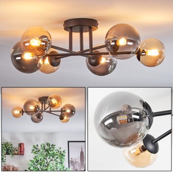 Chehalis Plafoniera, Lampada a sfera 55 cm Ambrato, Grigio fumo, 6-Luci