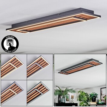 Meron Plafoniera LED Aspetto del legno, Nero, 1-Luce