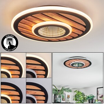 Meron Plafoniera LED Aspetto del legno, Nero, 1-Luce