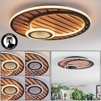 Meron Plafoniera LED Aspetto del legno, Nero, 1-Luce