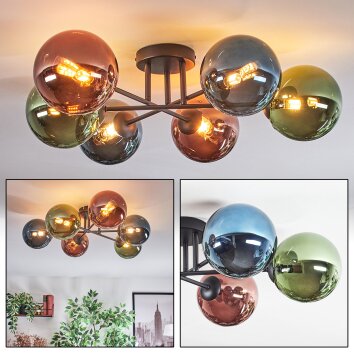 Chehalis Plafoniera, Lampada a sfera Blu, Verde, Ramato, 6-Luci