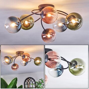 Chehalis Plafoniera, Lampada a sfera 56 cm Blu, Verde, Chiaro, Ramato, 6-Luci