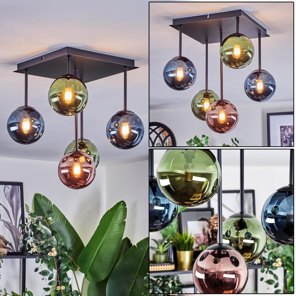 Chehalis Plafoniera, Lampada a sfera Blu, Verde, Ramato, 5-Luci main product photo