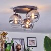 Chehalis Plafoniera, Lampada a sfera 34 cm Chiaro, Grigio fumo, 3-Luci