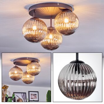Chehalis Plafoniera, Lampada a sfera 34 cm Grigio fumo, 3-Luci