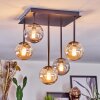 Chehalis Plafoniera, Lampada a sfera Ambrato, Grigio fumo, 5-Luci