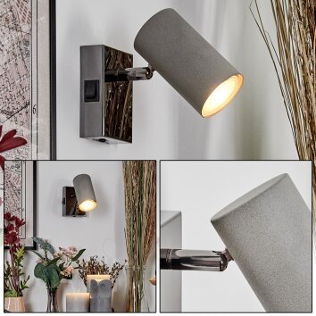 Javel Applique, Faretto da parete Cromo, Nero, 1-Luce