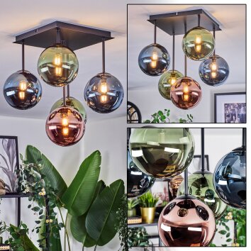 Chehalis Plafoniera, Lampada a sfera Blu, Verde, Ramato, 5-Luci
