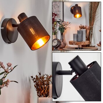 Fallhagen Applique, Faretto da parete Nero, 1-Luce