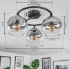 Koyoto Plafoniera, Lampada a sfera 37 cm Chiaro, Grigio fumo, 3-Luci