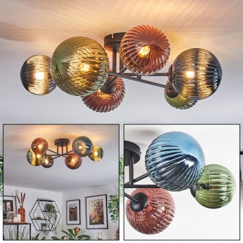 Chehalis Plafoniera, Lampada a sfera 60 cm Blu, Verde, Ramato, 6-Luci